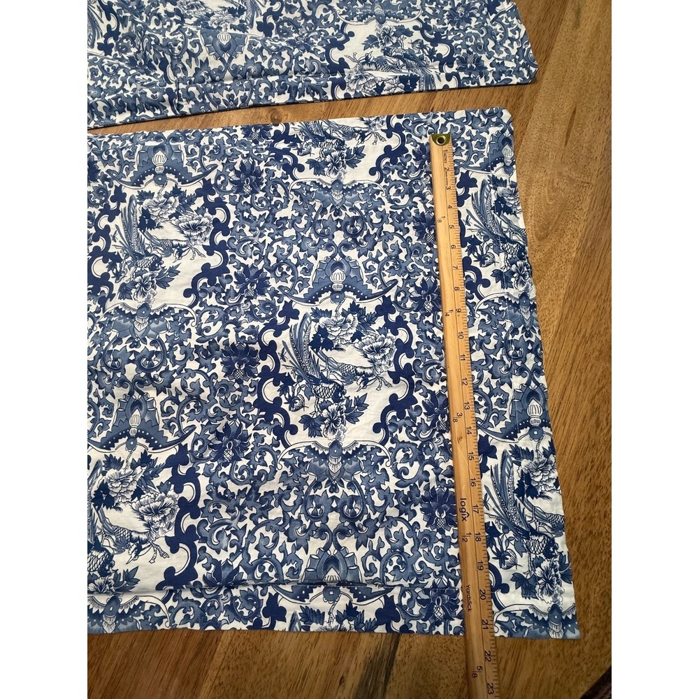 Ralph Lauren 2 King Pillowcases Shams Bird Blue Porcelain Tamarind Chinoiserie - Picture 6 of 10